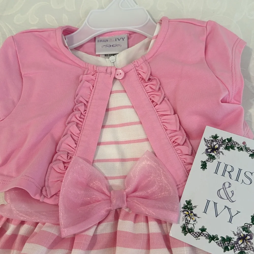 Iris & Ivy Stripe Sleeveless Dress & Cardigan Sweater Set. 24 months. - Picture 5 of 11